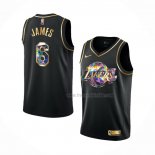 Maillot Golden Edition Los Angeles Lakers LeBron James NO 6 2021-22 Noir
