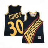 Maillot Golden State Warriors Stephen Curry NO 30 Mitchell & Ness Big Face Bleu