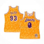 Maillot Los Angeles Lakers Bape NO 93 Mitchell & Ness Jaune