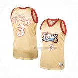 Maillot Philadelphia 76ers Allen Iverson NO 3 Mitchell & Ness 1997-98 Or