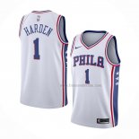 Maillot Philadelphia 76ers James Harden NO 1 Association Blanc