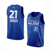Maillot All Star 2021 Philadelphia 76ers Joel Embiid NO 21 Bleu