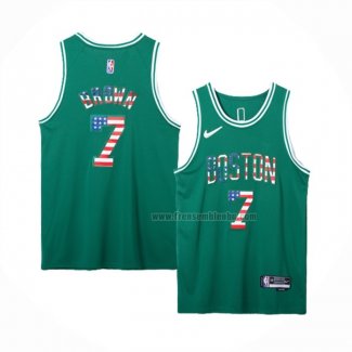 Maillot Boston Celtics Jaylen Brown NO 7 75th Drapeau Edition Vert