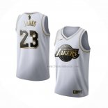 Maillot Golden Edition Los Angeles Lakers LeBron James NO 23 Blanc