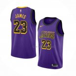 Maillot Los Angeles Lakers LeBron James NO 23 Ville 2018 Volet