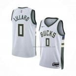 Maillot Milwaukee Bucks Damian Lillard NO 0 Association 2022-23 Blanc