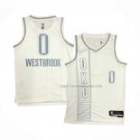 Maillot Oklahoma City Thunder Russell Westbrook NO 0 Ville 2021-22 Blanc
