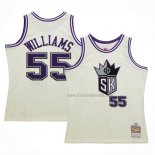 Maillot Sacramento Kings Jason Williams NO 55 Mitchell & Ness Chainstitch Creme