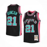 Maillot San Antonio Spurs Tim Duncan NO 21 Mitchell & Ness 1998-99 Rosa Noir