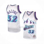 Maillot Utah Jazz Karl Malone NO 32 Hardwood Classics Throwback Blanc