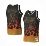 Maillot Philadelphia 76ers Allen Iverson NO 3 Flames Noir